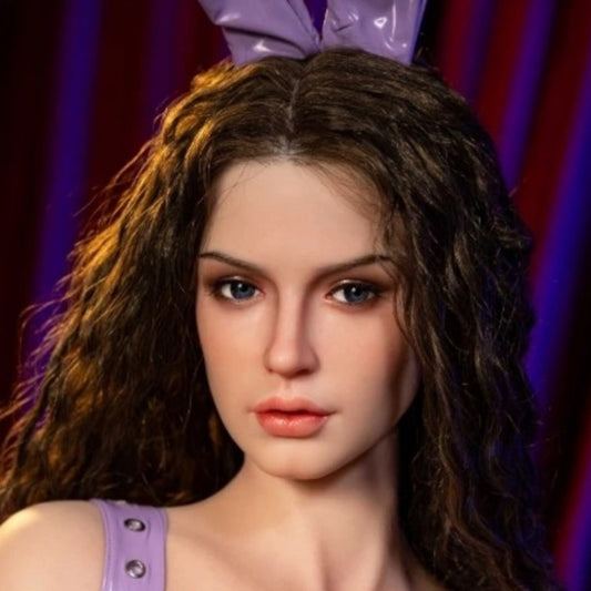 Tête de poupée unisexe aux cheveux bruns bouclés n° 393