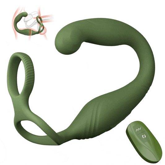 【NEW】Masseur prostatique vibrant et oscillant Logan 10 avec 2 anneaux de pénis pour hommes et couples homosexuels