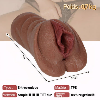 Chatte de poche réaliste Matériau doux et durable Vagin texturé réaliste et anus serré Trous 2 en 1
