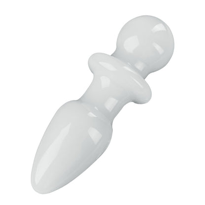 Plug anal en verre Jade blanc Moyen