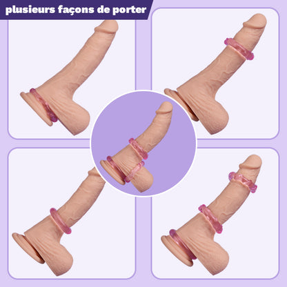 Set de 3 anneaux de pénétré - Anneaux en TPE haute élasticité pour le plaisir masculin