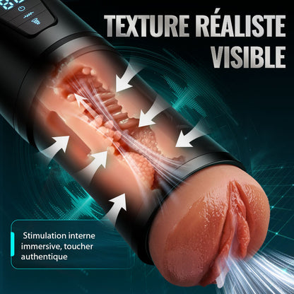 Challenger - 10 Vibrations, 5 Aspirations, Vagin Ultra-Réaliste, Masturbateur Simulé