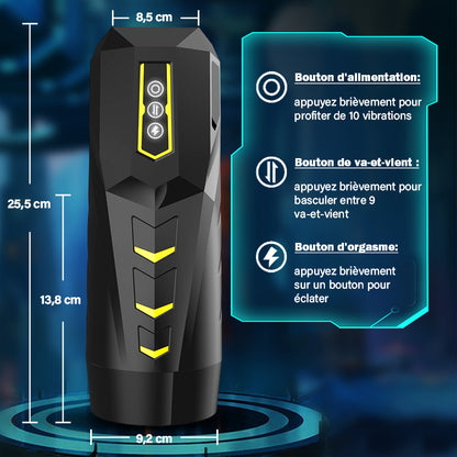 Masturbateur masculin automatique à 10 va-et-vient et 9 vibrations