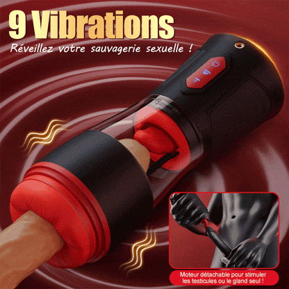 【Expédition le 20 août】Kiss Mark - Masturbateur masculin avec écouteurs, 9 vibrations, 9 succions, 9 rotations