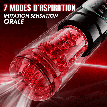 Cinder – Stroker de fellation à poussée, rotation, aspiration, vibration et léchage, contrôlé par application