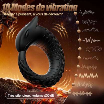 Dragon Thunder – Anneau pénien à 10 vibrations, jouet en silicone longue durée