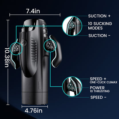 LETEN  Masturbateur Chauffant avec 10 Modes de Poussée et de Succion