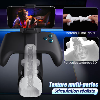 Bestvibe Turbo 10 Modes Stroker à Poussées Explosives – Design Gamepad Immersif avec Support Téléphone