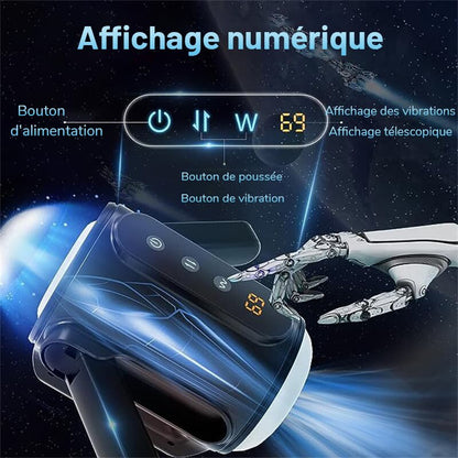 Masturbateur automatique pour hommes avec deux poignées et des vibrations de stretch avec 9 fréquences