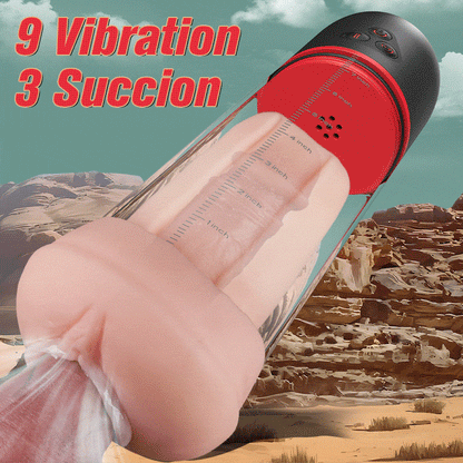 Pompe d'agrandissement masculine Acmejoy S-HANDE en forme de chatte, 3 pompes à succion et 9 pompes vibrantes