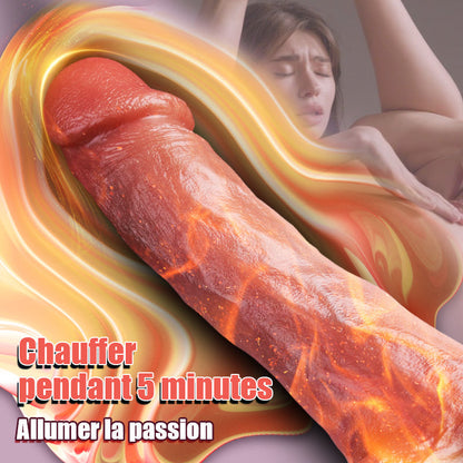Forêt 9 vibrations 3 poussées 3 oscillations Gode réaliste Vibromasseur 22,5 cm Chauffage
