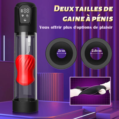 Expédition le 10 février Red lips-Pompe à pénis 7 succion  5 vibration, Avec  2 Gaines silicones interchangeables