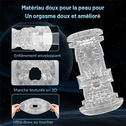 Masturbateur automatique pour hommes avec deux poignées et des vibrations de stretch avec 9 fréquences