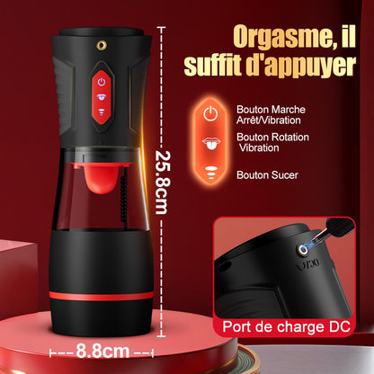 【Expédition le 20 août】Kiss Mark - Masturbateur masculin avec écouteurs, 9 vibrations, 9 succions, 9 rotations