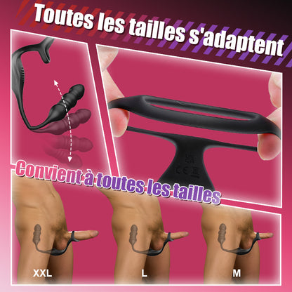 Mike 9 Masseur Prostatique Wearable à Vibrations et Pulsations avec Anneau Pénienn