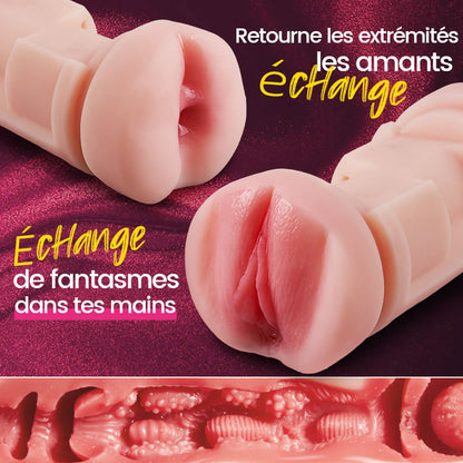 Throb - Entraîneur d'endurance vibrant double extrémité Edging Retard & Renforceur d'endurance Masturbateur masculin