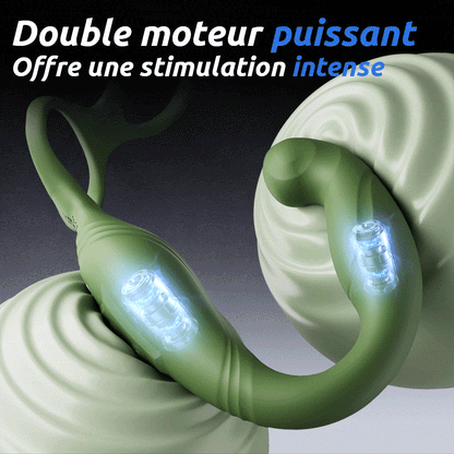 Masseur prostatique vibrant et oscillant Logan 10 avec 2 anneaux de pénis pour hommes et couples homosexuels