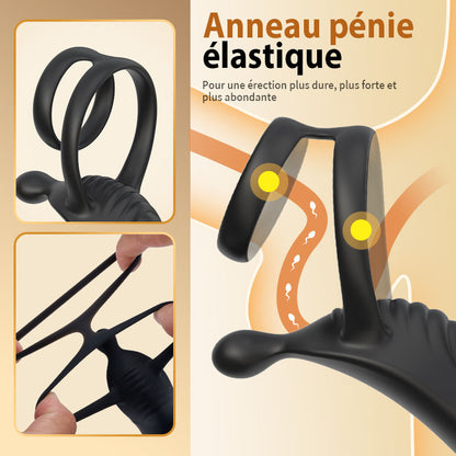 Cyclone - Masseur de prostate avec doubles anneaux pour une expérience d'érection améliorée