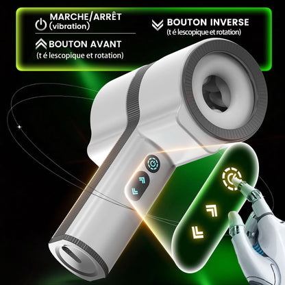 Double ouverture 7 vibrations 5 rotations et va-et-vient Masturbateur portable de sexe oral