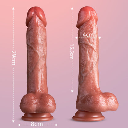 Forêt 9 vibrations 3 poussées 3 oscillations Gode réaliste Vibromasseur 22,5 cm Chauffage