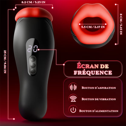 Enchantment - 9 Vibrations 4 Aspirations Suction par Clampsement Simulateur Oral pour Hommes