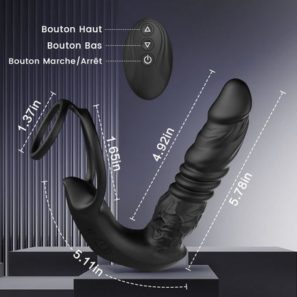 Jouet anal réaliste pour prostate avec 9 modes de vibrations et double anneau pour une stimulation optimale