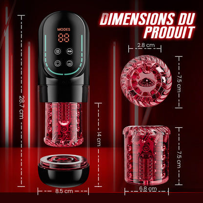 Cinder – Stroker de fellation à poussée, rotation, aspiration, vibration et léchage, contrôlé par application