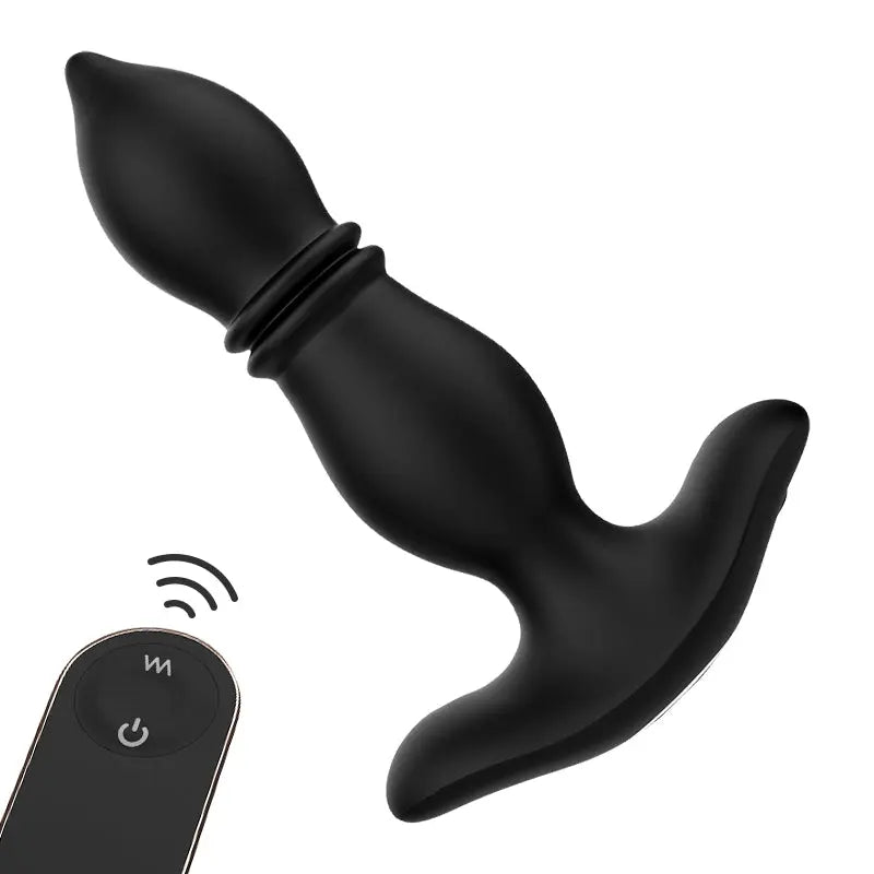 2 en 1 Plug Anal Prostate 9 modes de télescopique 9 modes de vibration 14,5cm Noir Acmejoy-Fr