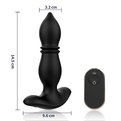 2 en 1 Plug Anal Prostate 9 modes de télescopique 9 modes de vibration 14,5cm Noir Acmejoy-Fr