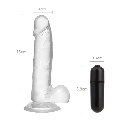 Gode doux et transparent vibrant de manière réaliste avec une grande ventouse puissante Acmejoy